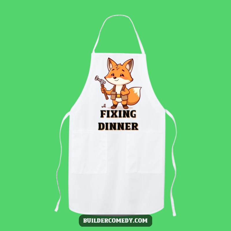 Funny Fox Hammering Apron: Workwear with Artistic Humor Gift