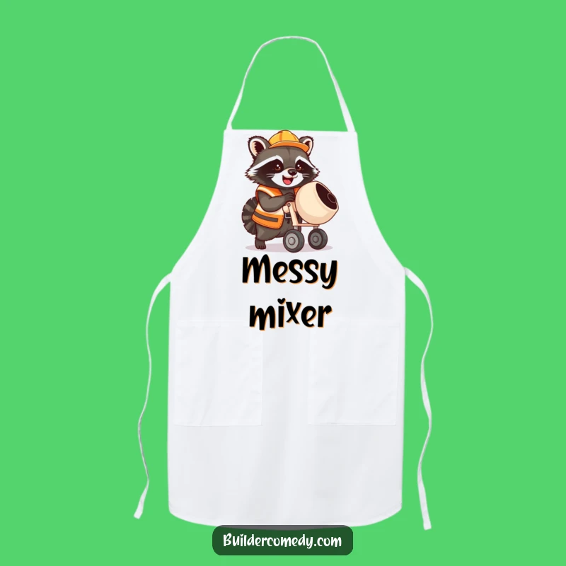 Funny Raccoon Cement Mixer Apron: Kitchen Fun Workwear Gift