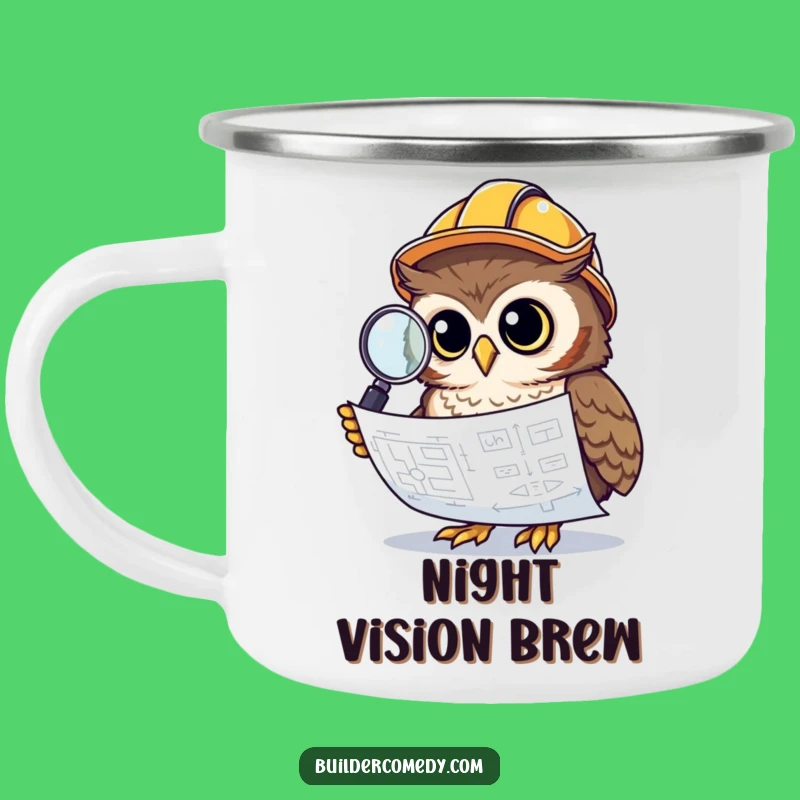 Funny Owl Blueprint Camping Mug: Wise Outdoor Planning Gift