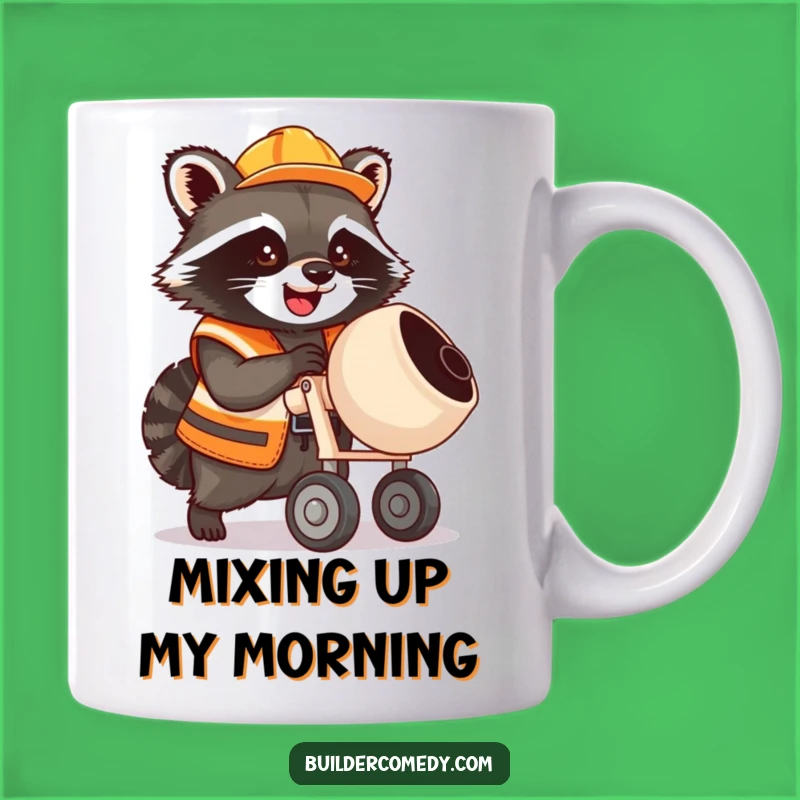 Funny Raccoon Cement Mixer Mug: Adorable Construction Enthusiast Gift