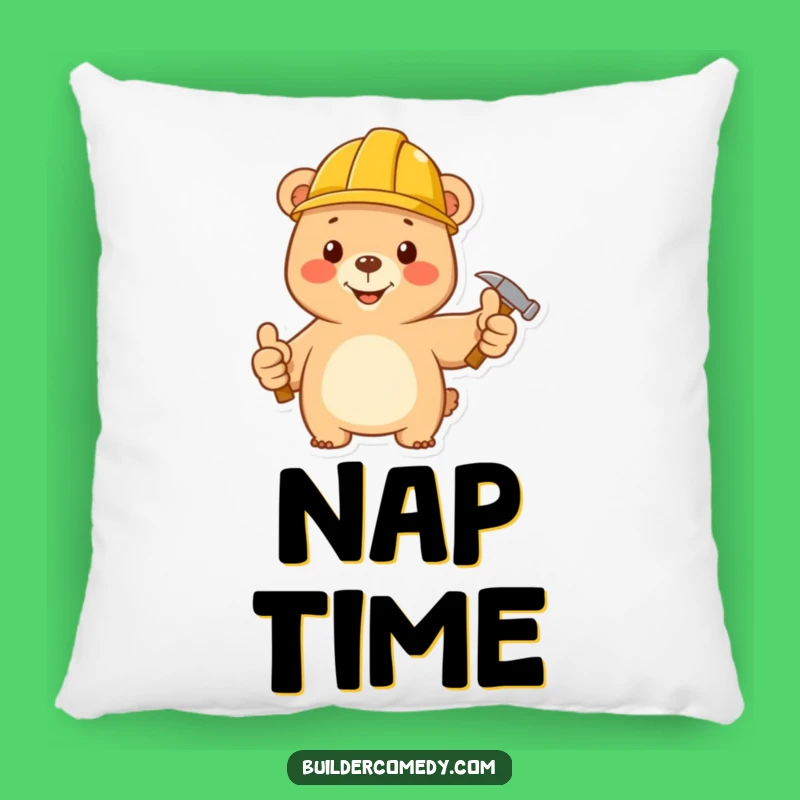 Funny Bear Construction Pillow: Comfy & Hilarious Home Decor Gift