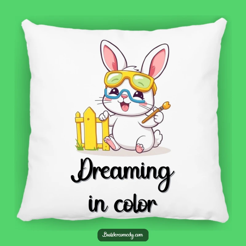 Funny Bunny Painter Pillow: Comfy & Whimsical Decor Gift