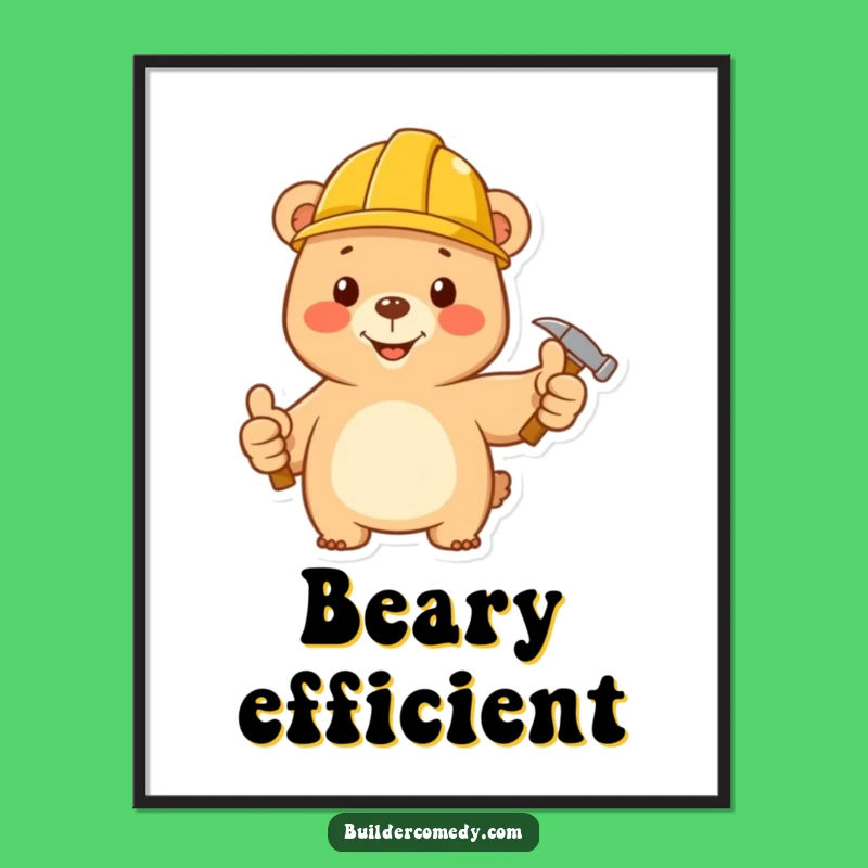 Funny Bear Construction Digital Art: Instant Humorous Wall Decor Gift
