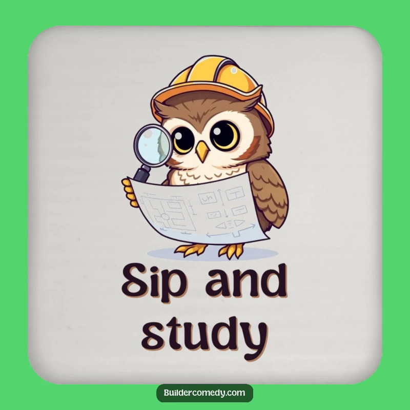 Funny Owl Blueprint Coaster: Protect Surfaces with Wise Charm