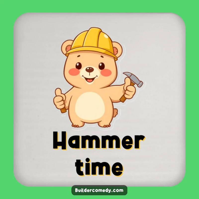 Funny Bear Construction Coaster: Protect Surfaces with Humor Gift