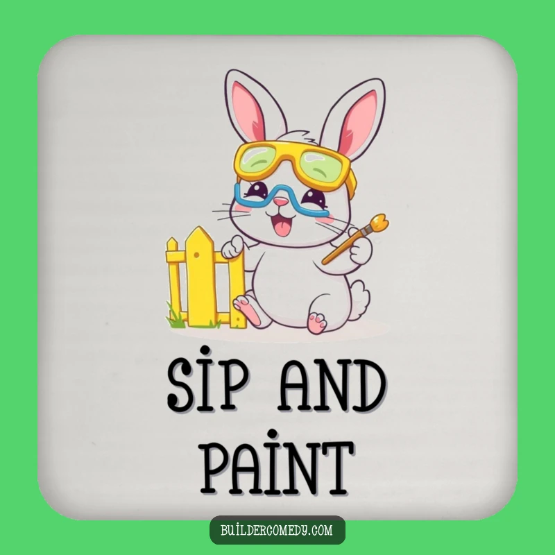 Funny Bunny Painter Coaster: Protect Surfaces with Artistic Charm