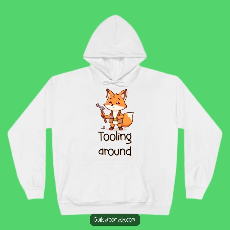Cozy Funny Fox Hammering Hoodie: Warm DIY Enthusiast Gift