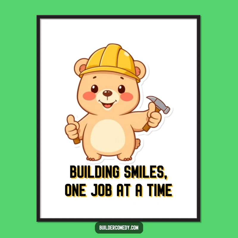 Free Printable Wall Art Funny Bear Construction Hammer Tool DIY Downloadable Art