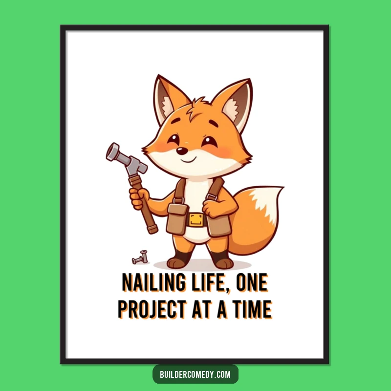 Free Printable Wall Art Funny Fox Carpenter Tool Belt DIY Downloadable Art