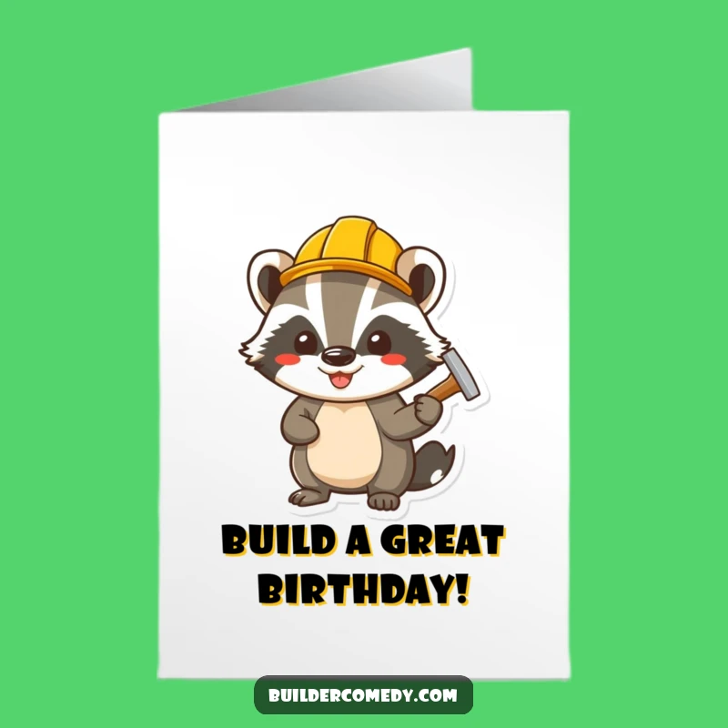 Free Printable Badger Builder Birthday Card: Funny DIY Fun Downloadable