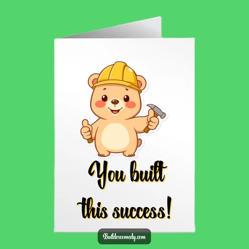 Free Printable Congrats Card Funny Bear Construction Worker Downloadable Gift DIY