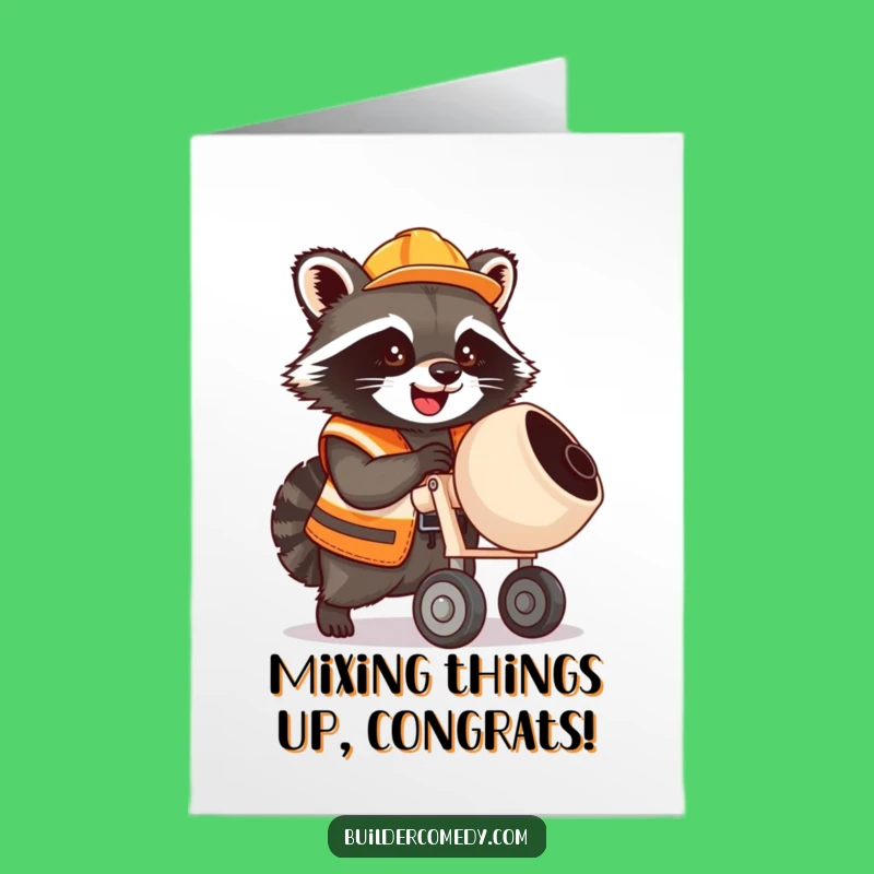 Free Printable Congrats Card Funny Raccoon Construction Worker DIY Downloadable Gift