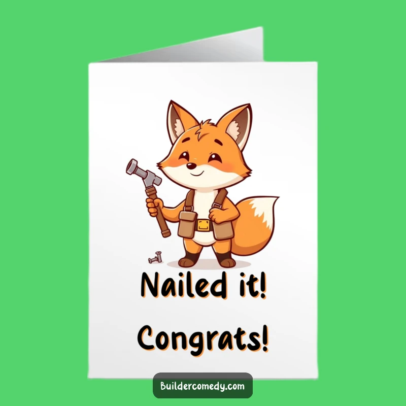 Free Printable Congrats Card Funny Fox Carpenter DIY Downloadable Gift