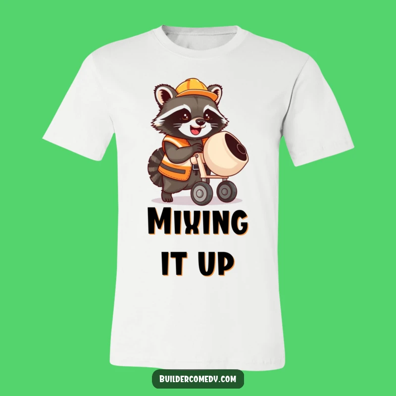 Funny Raccoon Cement Mixer T-Shirt: Construction Fun Wear Gift