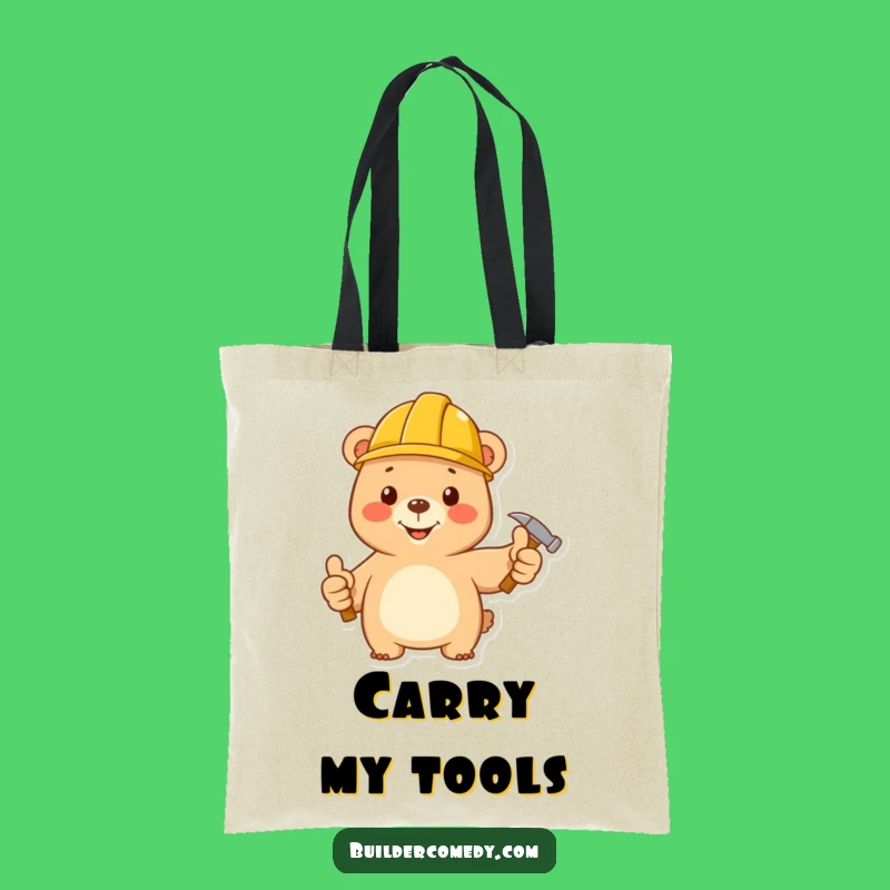 Funny Bear Construction Tote Bag: Durable & Humorous Carry-All Gift