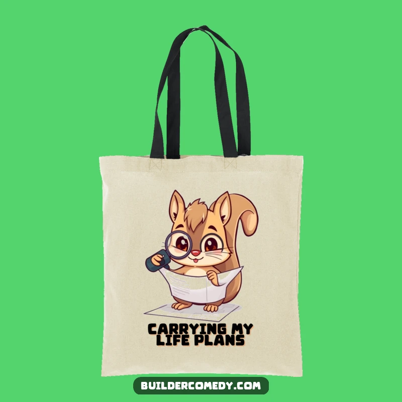 Funny Squirrel Blueprint Tote Bag: Carry Your Ideas, Humorous Gift for Students